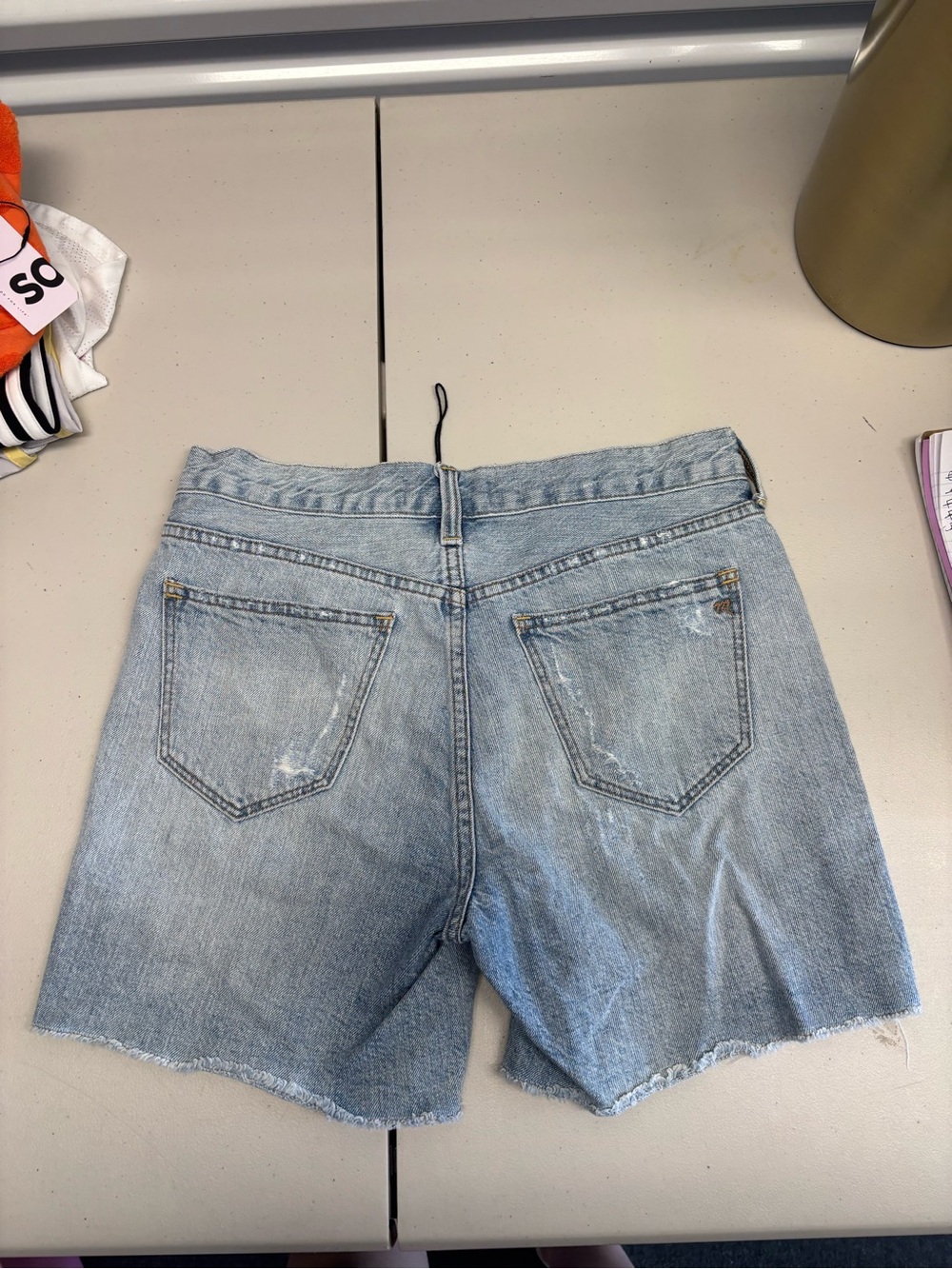Madewell Light Blue Distressed Denim Jean Shorts - Picture 3 of 3